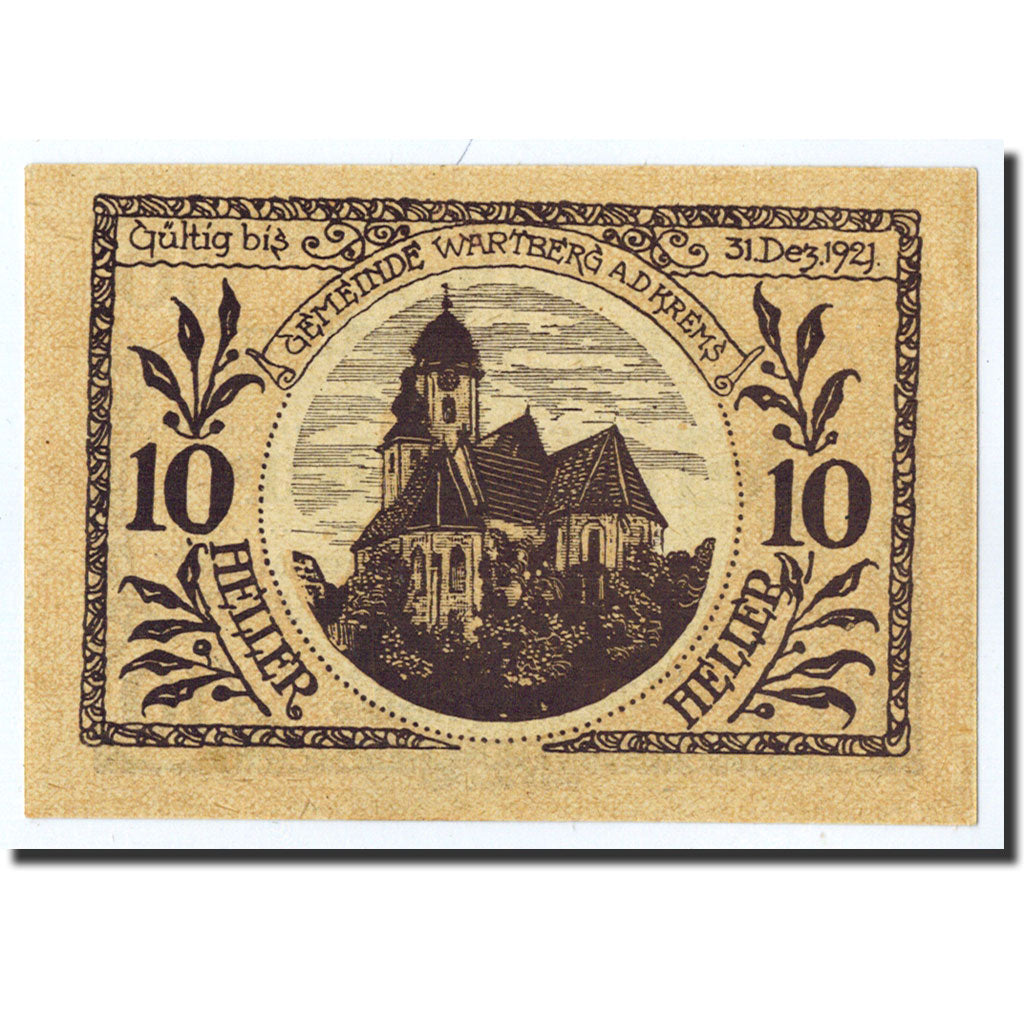 Geldschein, Österreich, Wartberg, 10 Heller, Eglise, 1921, 1921-12-31, UNZ