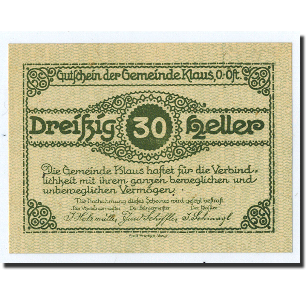 Geldschein, Österreich, Klaus, Heller, paysage, 1920, 1920-03-27, UNZ