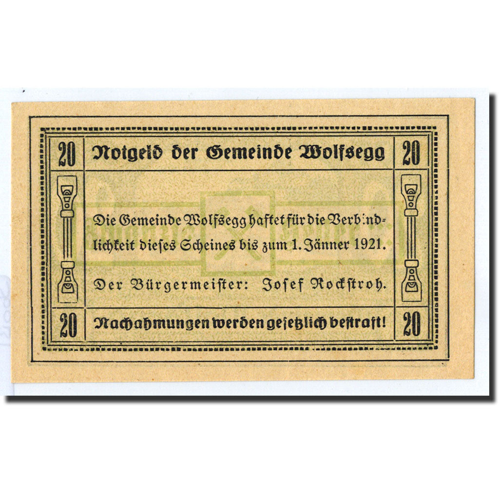 Geldschein, Österreich, Woffsegg, 20 Heller, paysage, 1921, 1921-01-01, UNZ