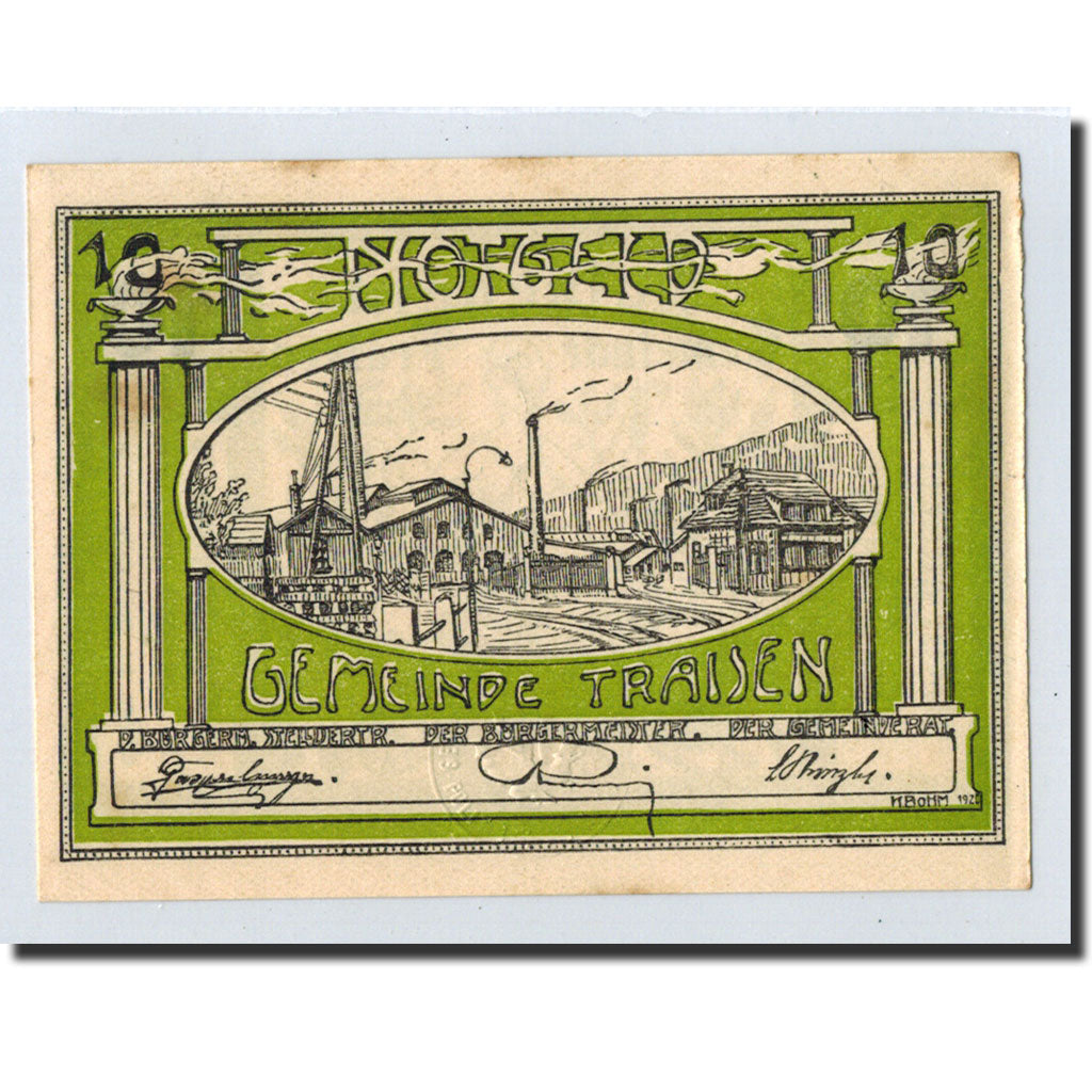 Geldschein, Österreich, Traisen, 10 Heller, personnage, Undated, Undated, UNZ-