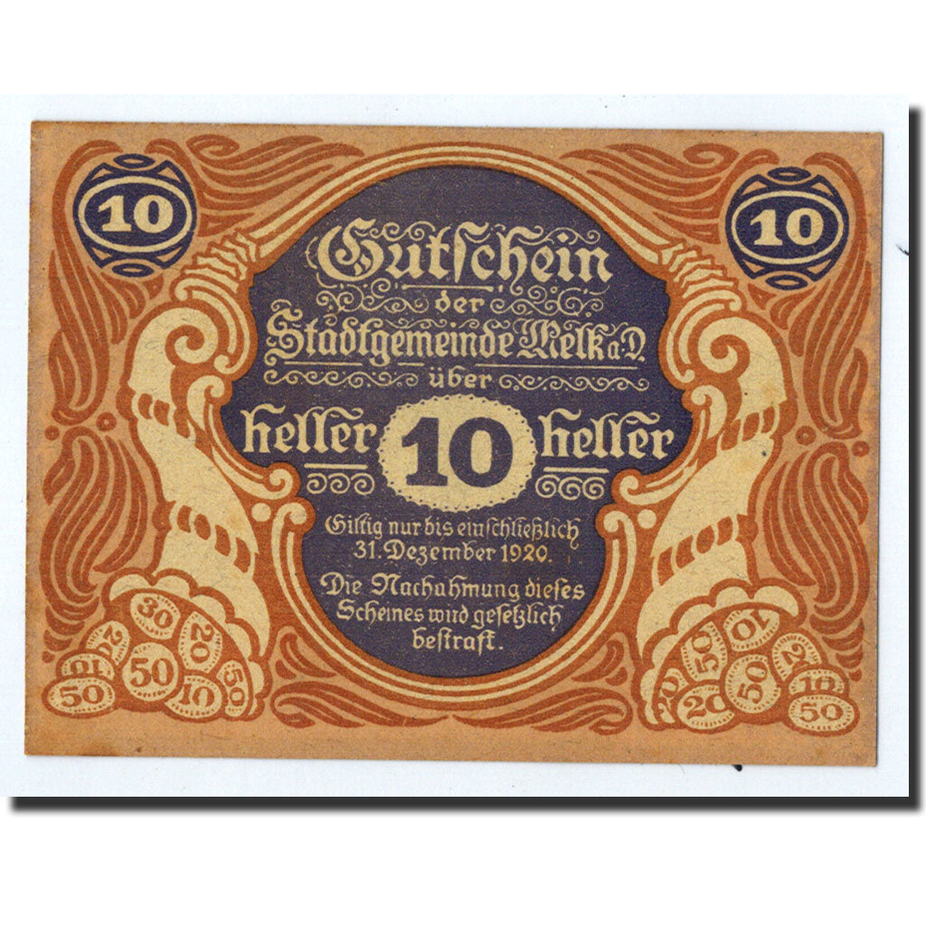Geldschein, Österreich, Melk, 10 Heller, Maison, 1920, 1920-12-31, UNZ-