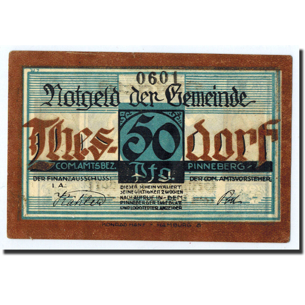 Banknote, Germany, Pinneberg, 50 Pfennig, personnage, O.D, Undated, UNC(63)
