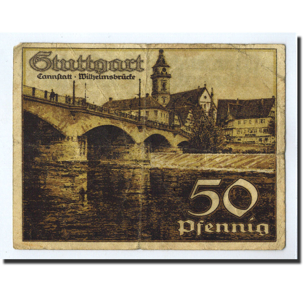 Banknote, Germany, Stuttgart Stadt, 50 Pfennig, paysage, 1921, 1921-04-21