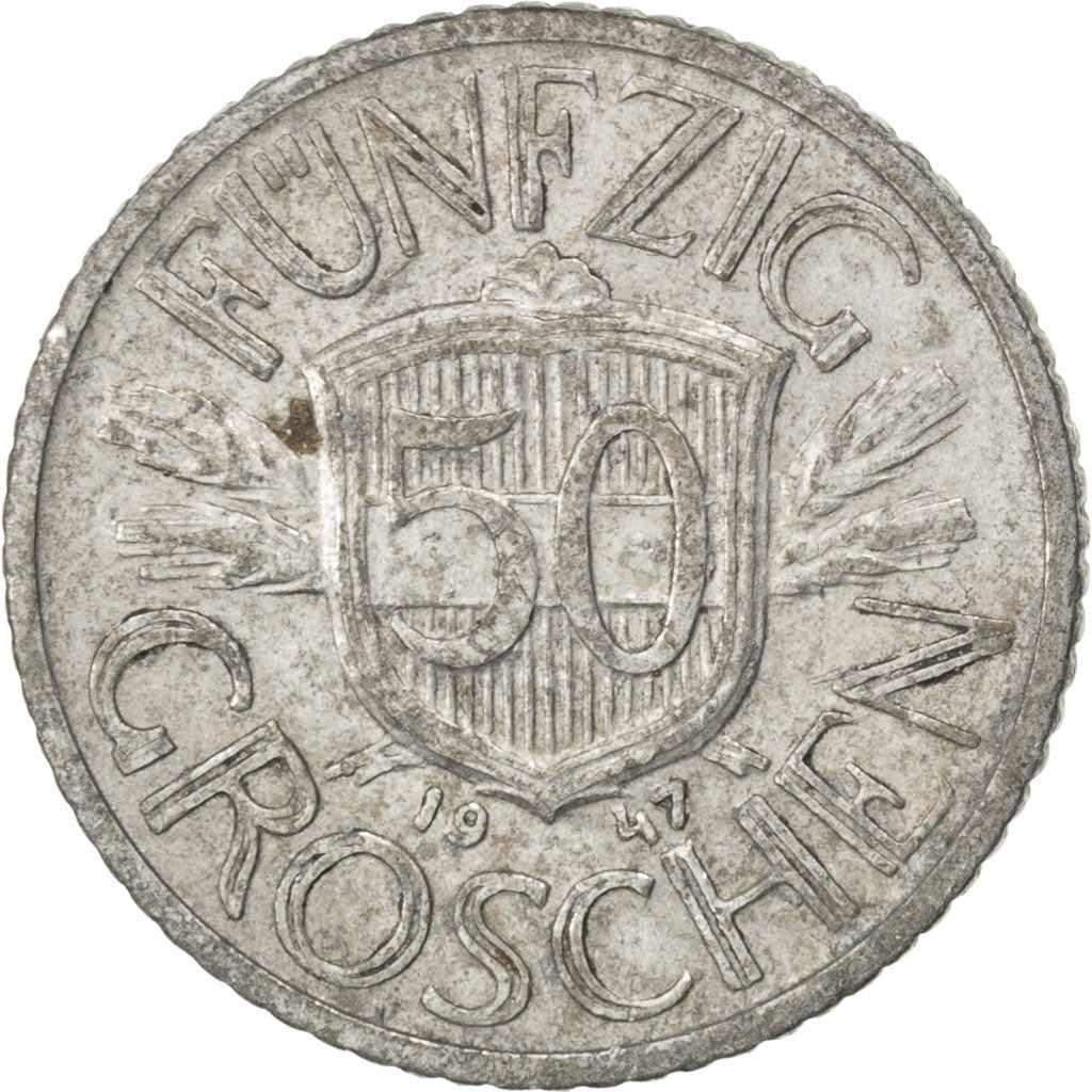 Coin, Austria, 50 Groschen, 1947, EF(40-45), Aluminum, KM:2870