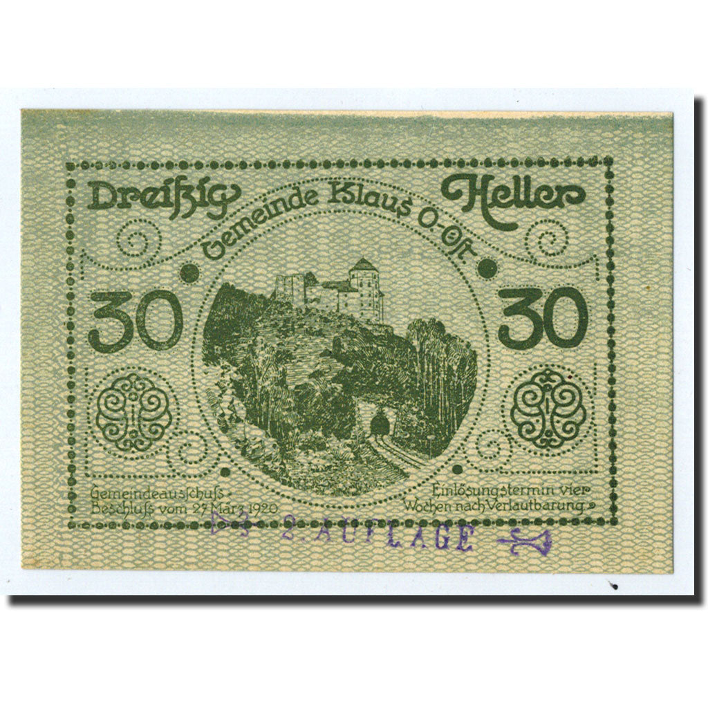 Geldschein, Österreich, Klaus, Heller, village, 1920, 1920-03-27, UNZ-