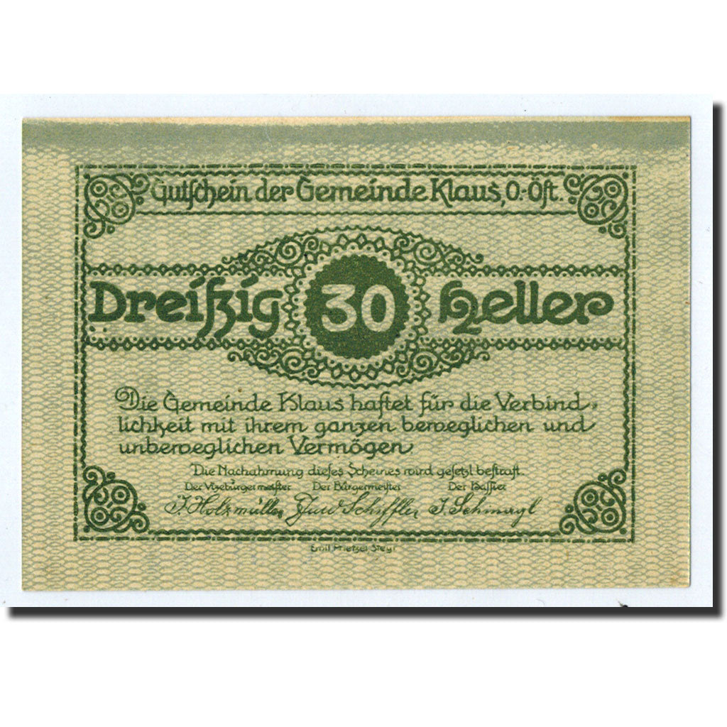 Geldschein, Österreich, Klaus, Heller, village, 1920, 1920-03-27, UNZ-