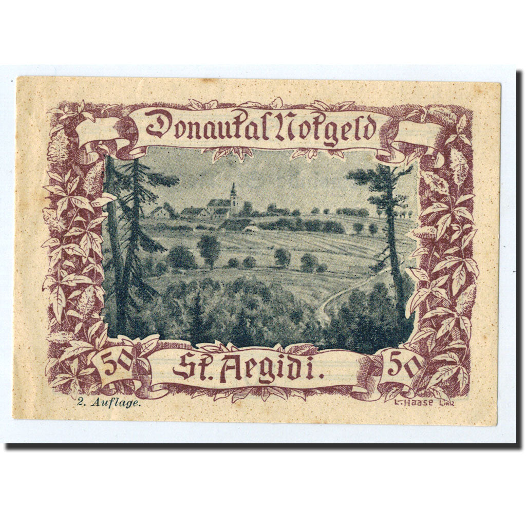 Geldschein, Österreich, St Aegidi, 50 Heller, paysage, Undated, Undated, UNZ-