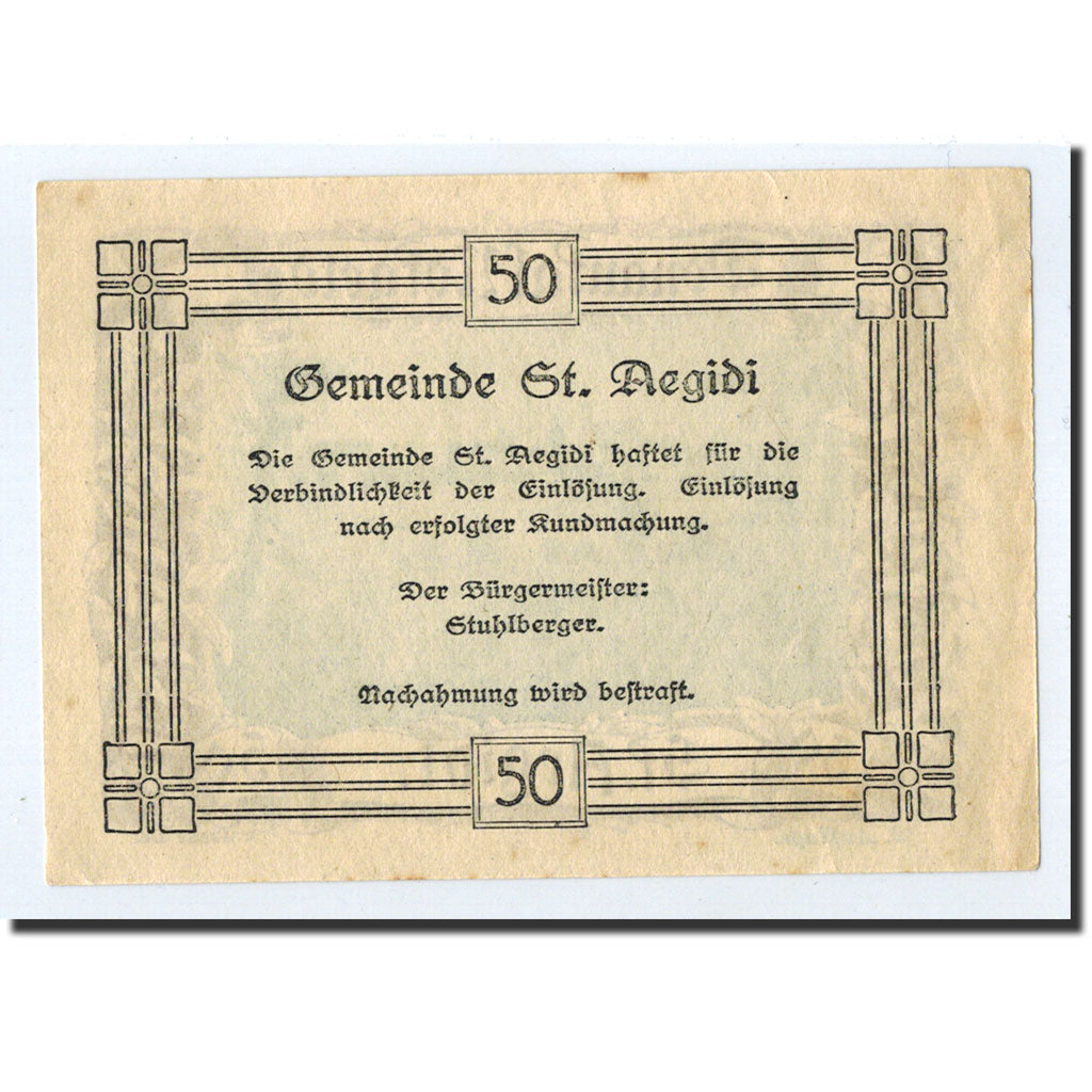 Geldschein, Österreich, St Aegidi, 50 Heller, paysage, Undated, Undated, UNZ-