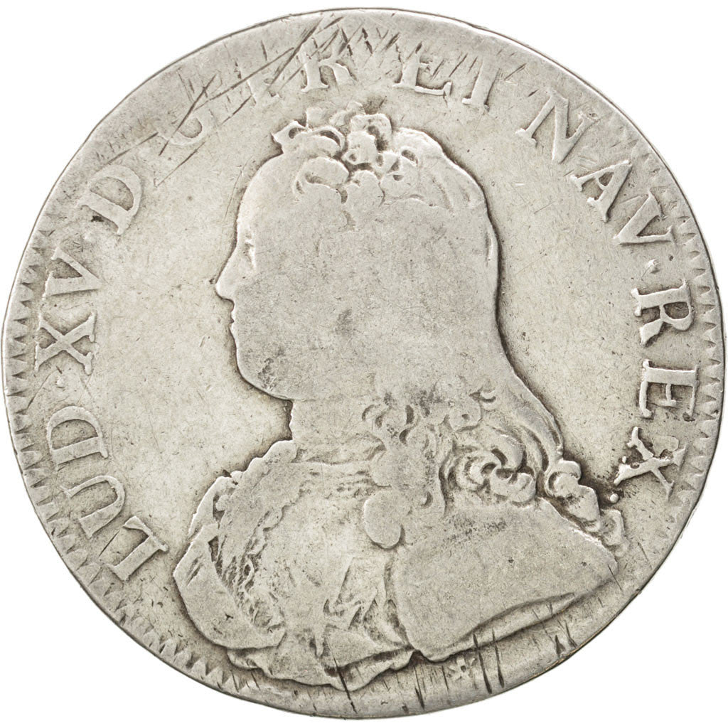 Moneda, Francia, Louis XV, Écu aux branches d'olivier, Ecu, 1726, Caen, BC+