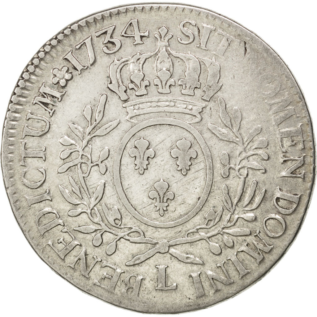 Coin, France, Louis XV, Écu aux branches d'olivier, Ecu, 1734, Bayonne