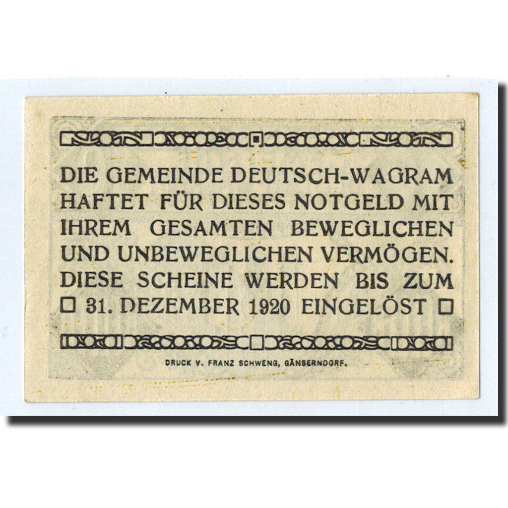 Geldschein, Österreich, Wagram, 10 Heller, épis de blé, 1920, 1920-12-31