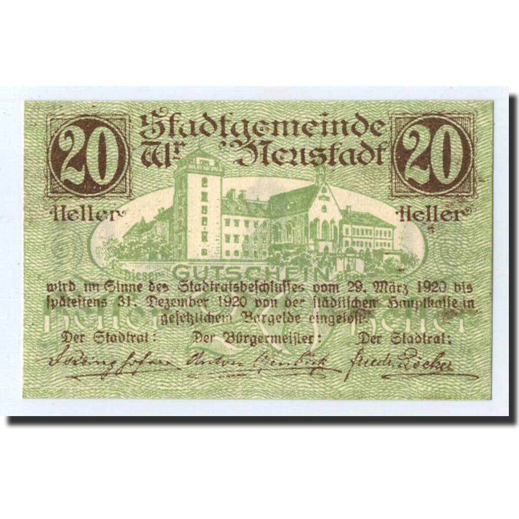 Geldschein, Österreich, Wr. Neustadt, 20 Heller, tour, 1920, 1920-12-31, UNZ-