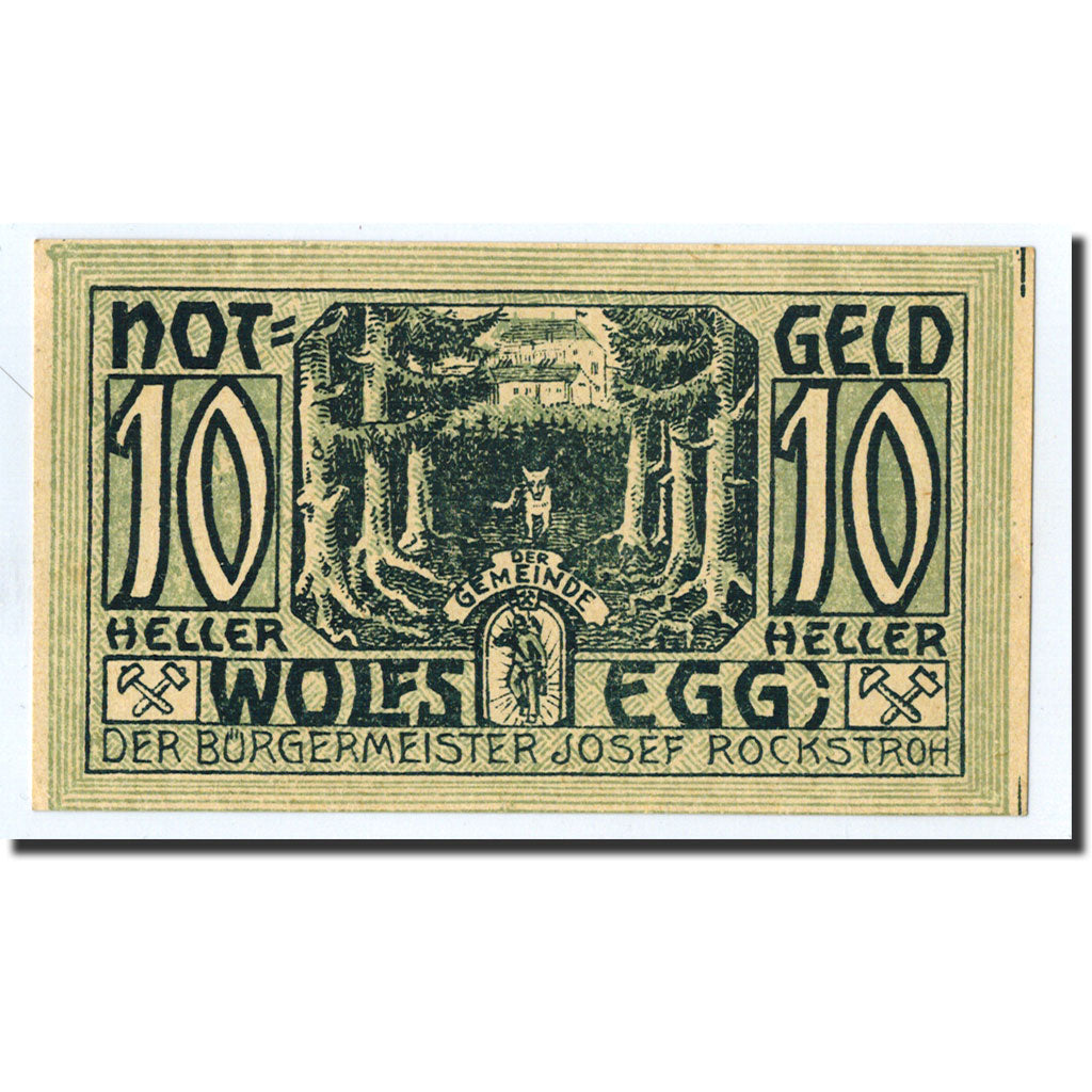 Geldschein, Österreich, Wolfsegg, 10 Heller, paysage, 1922, 1922-01-01, UNZ-