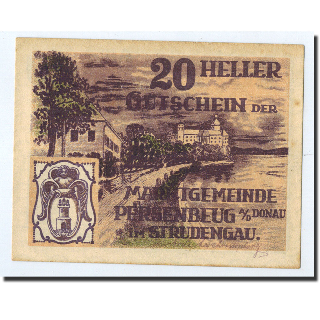 Geldschein, Österreich, Persenbeug, 20 Heller, château, Undated, Undated, UNZ-