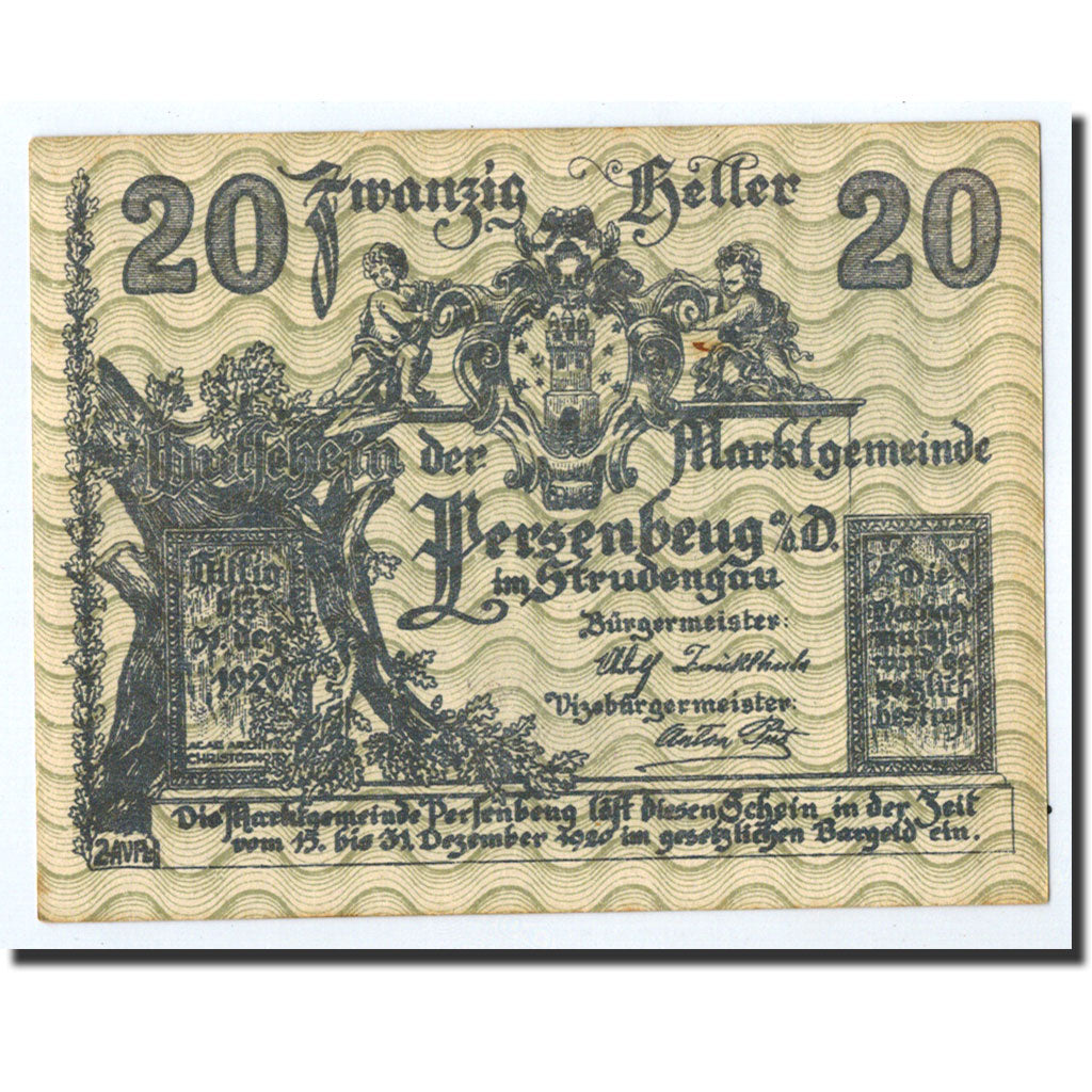 Geldschein, Österreich, Persenbeug, 20 Heller, château, Undated, Undated, UNZ-