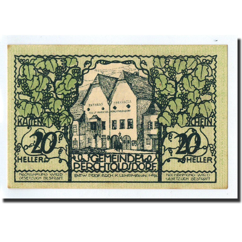 Geldschein, Österreich, Perchtoldsdorf, 20 Heller, Maison, 1920, 1920-12-31