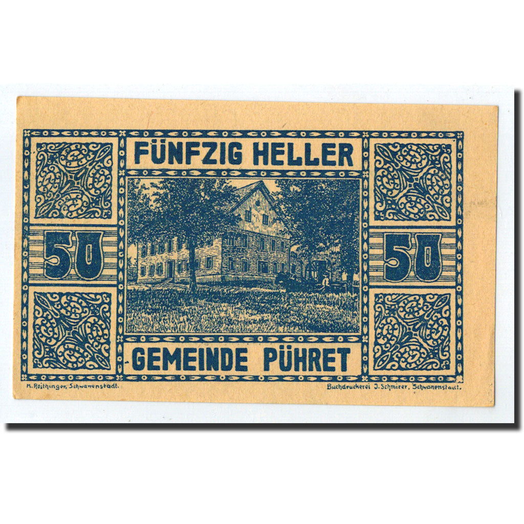 Geldschein, Österreich, Pühret, 50 Heller, Maison, Undated, Undated, UNZ-