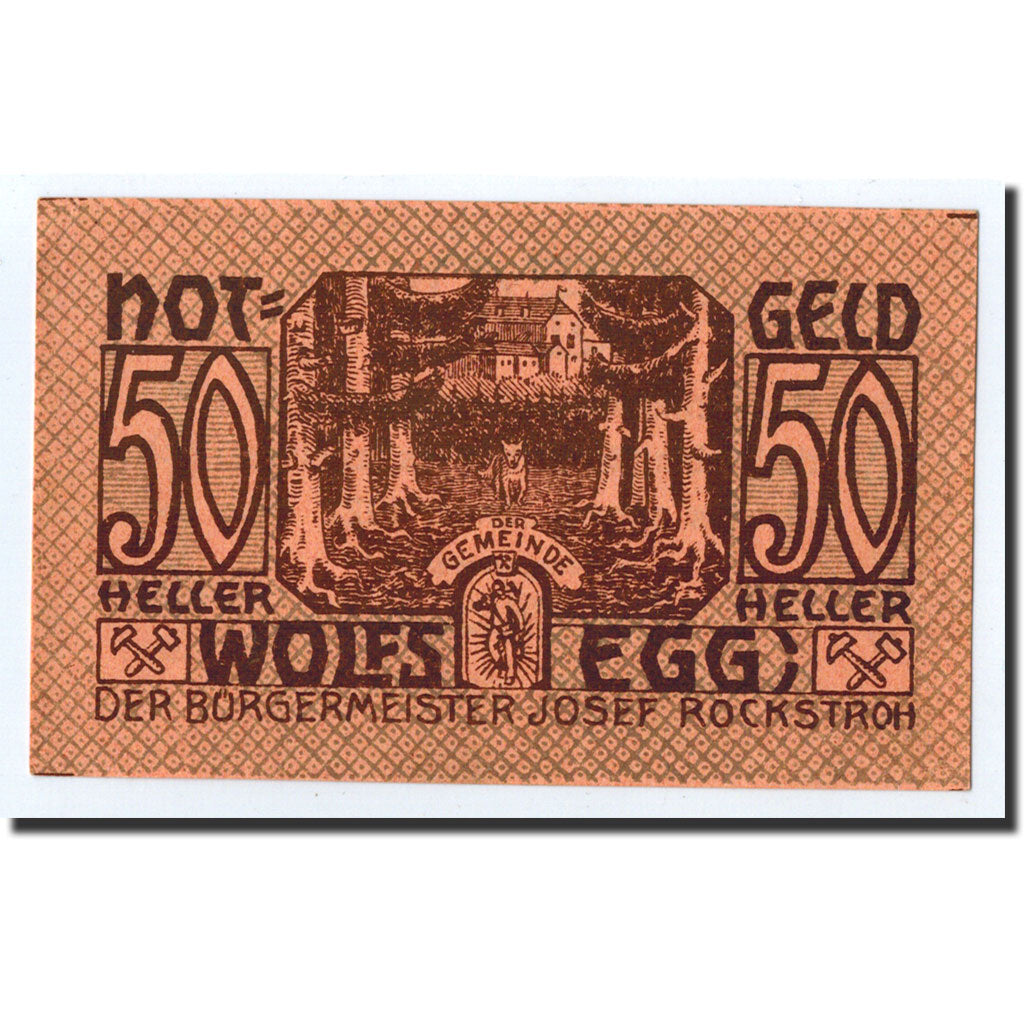 Geldschein, Österreich, Wolfsegg, 50 Heller, paysage, 1922, 1922-01-01, UNZ-
