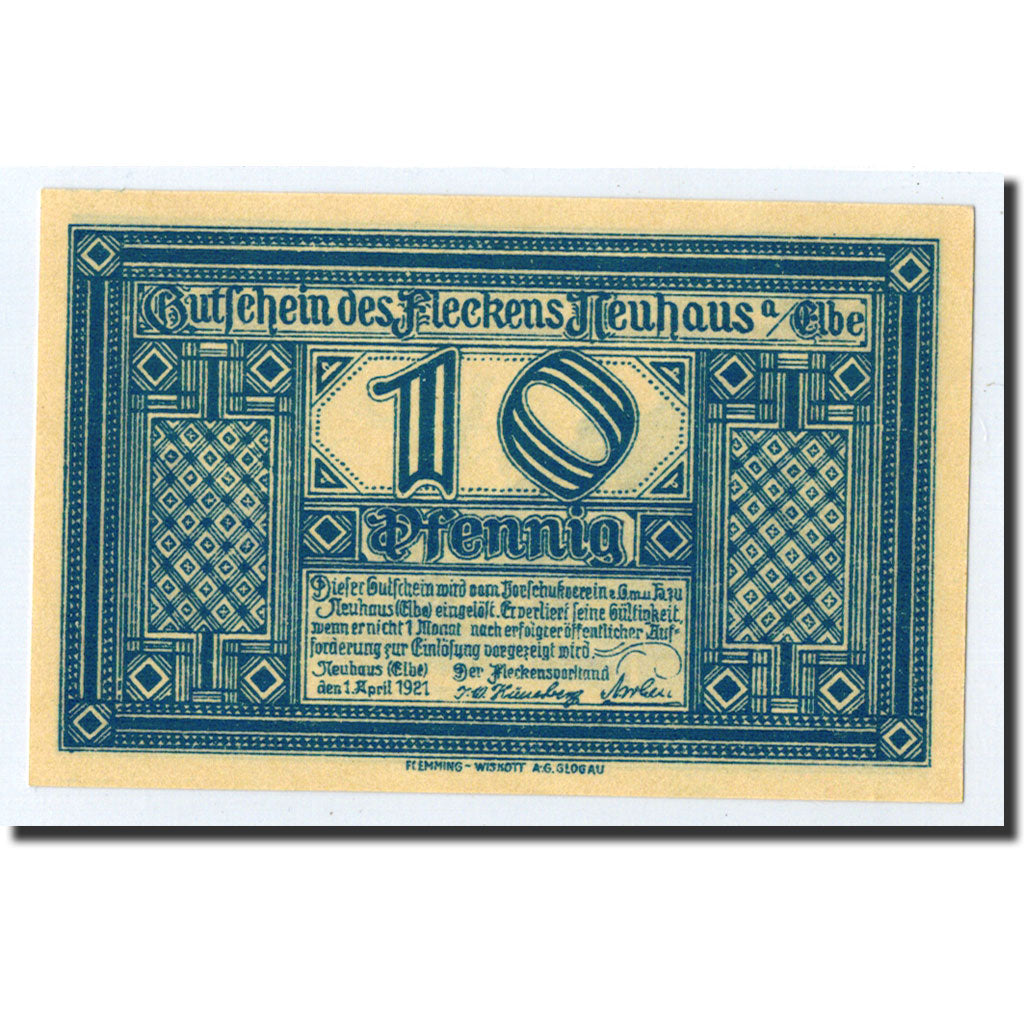 Banknote, Germany, Neuhaus a.d Elbe, 10 Pfennig, Maison, 1921, 1921-04-01