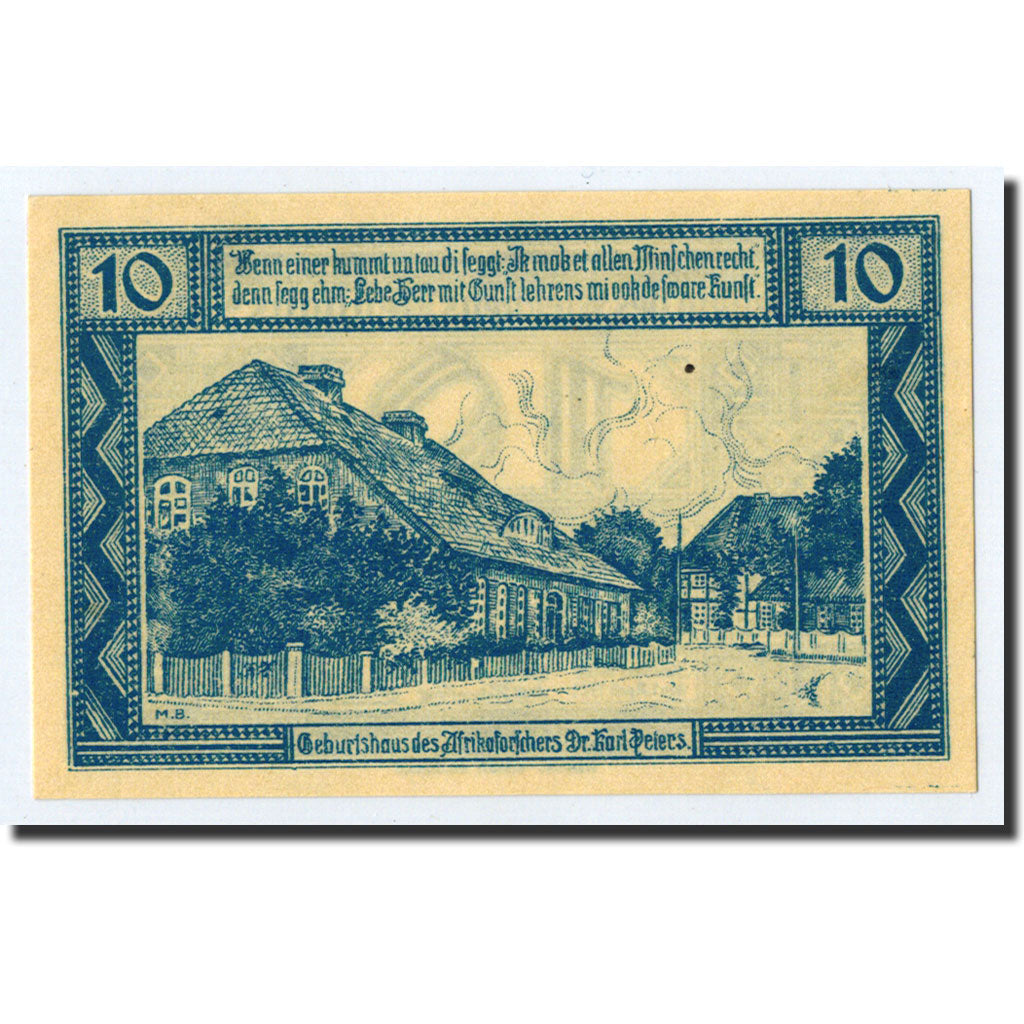 Banknote, Germany, Neuhaus a.d Elbe, 10 Pfennig, Maison, 1921, 1921-04-01