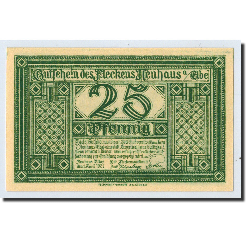 Banknote, Germany, Neuhaus a.d Elbe, 25 Pfennig, Maison, 1921, 1921-04-01