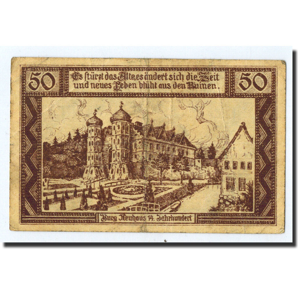 Banknote, Germany, Neuhaus a.d Elbe, 50 Pfennig, château, 1921, 1921-04-01