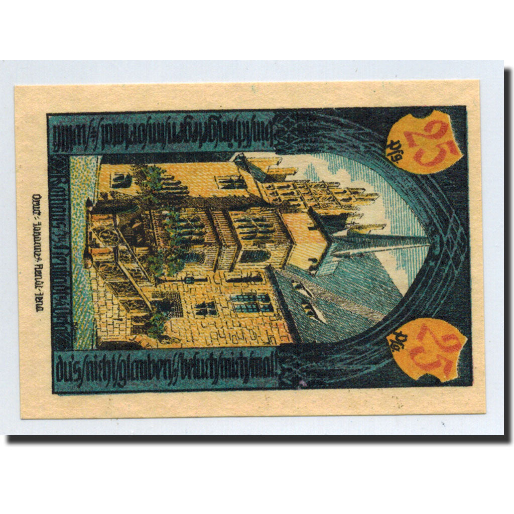 Banknote, Germany, Neustadt a.d Orla Stadt, 25 Pfennig, château, 1921