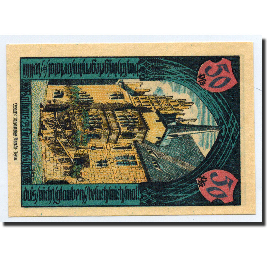 Banknote, Germany, Neustadt a.d Orla Stadt, 50 Pfennig, château, 1921