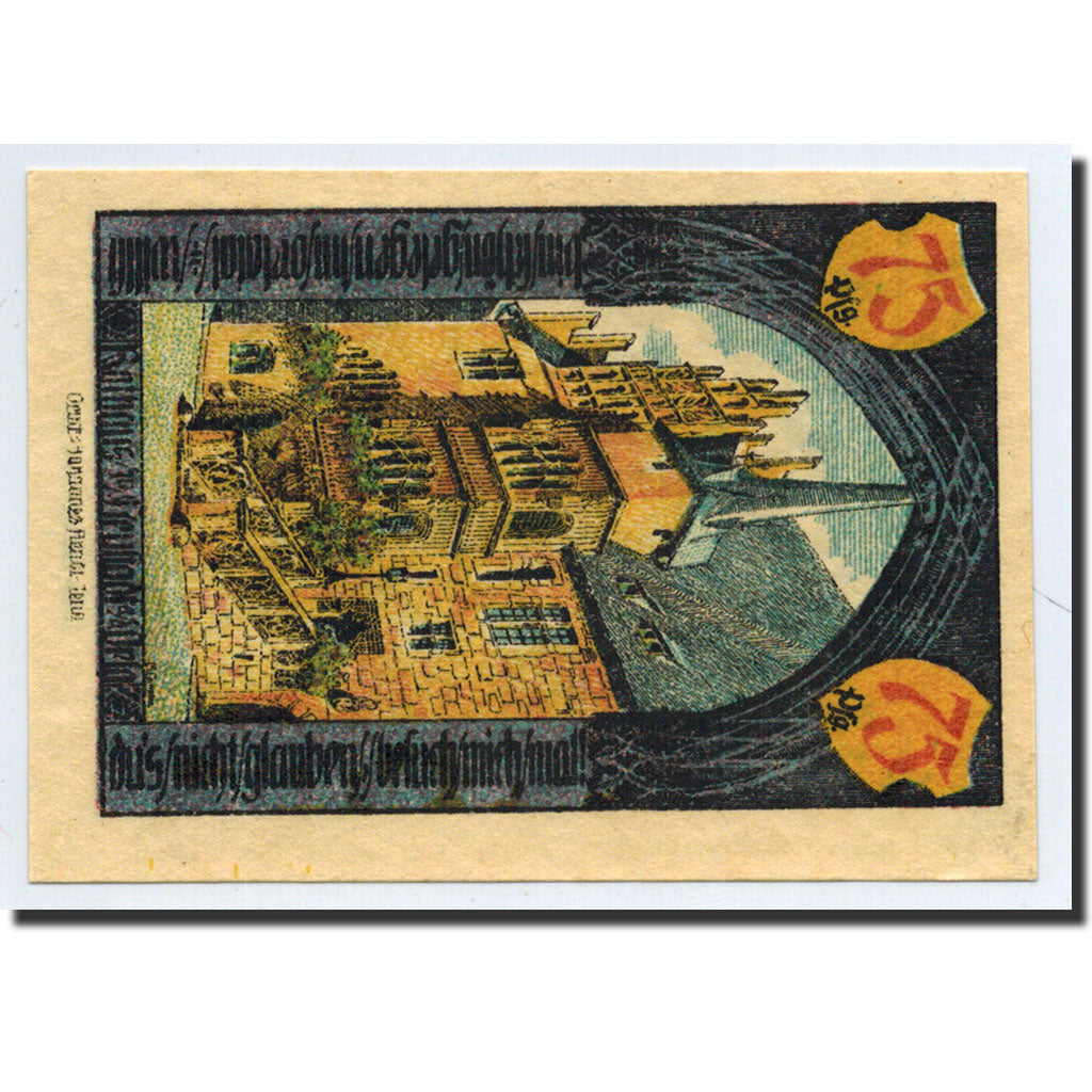 Banknote, Germany, Neustadt a.d Orla Stadt, 75 Pfennig, château, 1921
