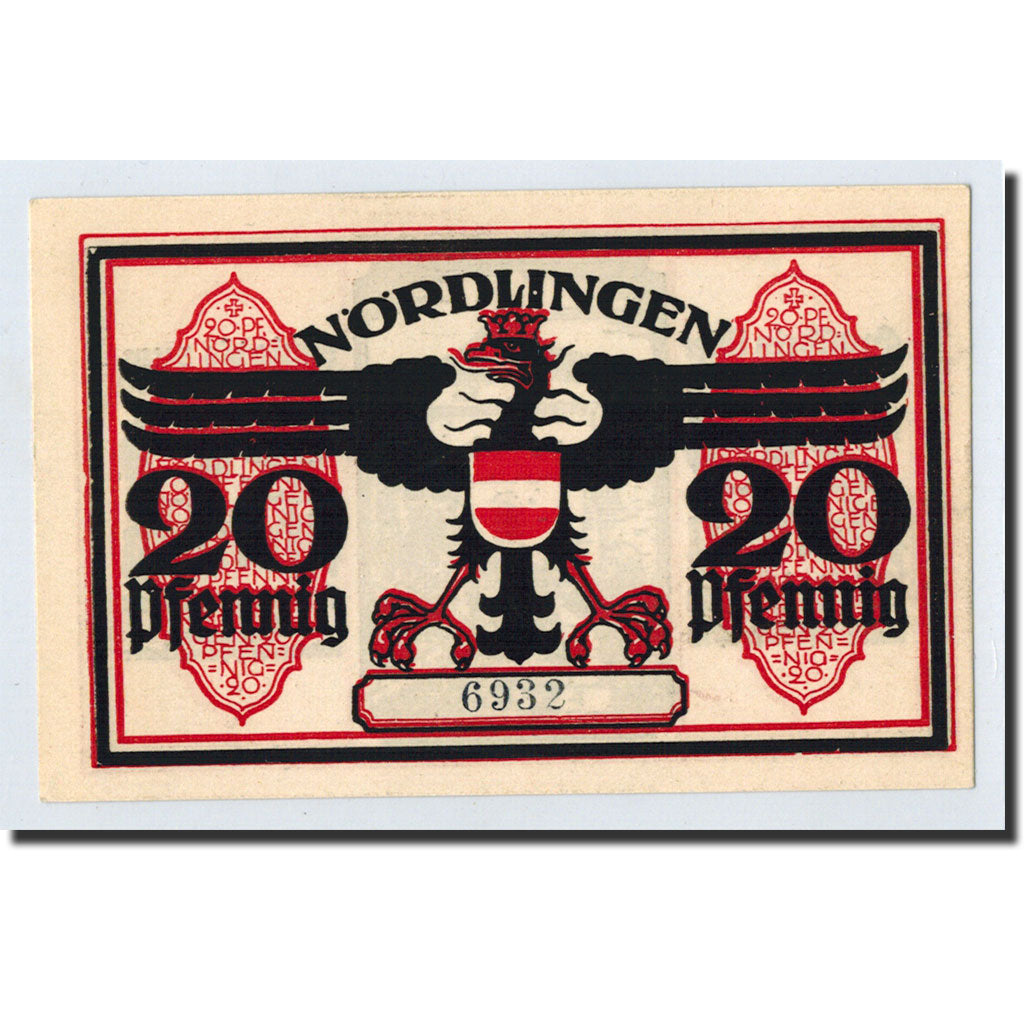 Banknote, Germany, Nordlingen, 20 Pfennig, tour, 1918, 1918-10-02, UNC(63)