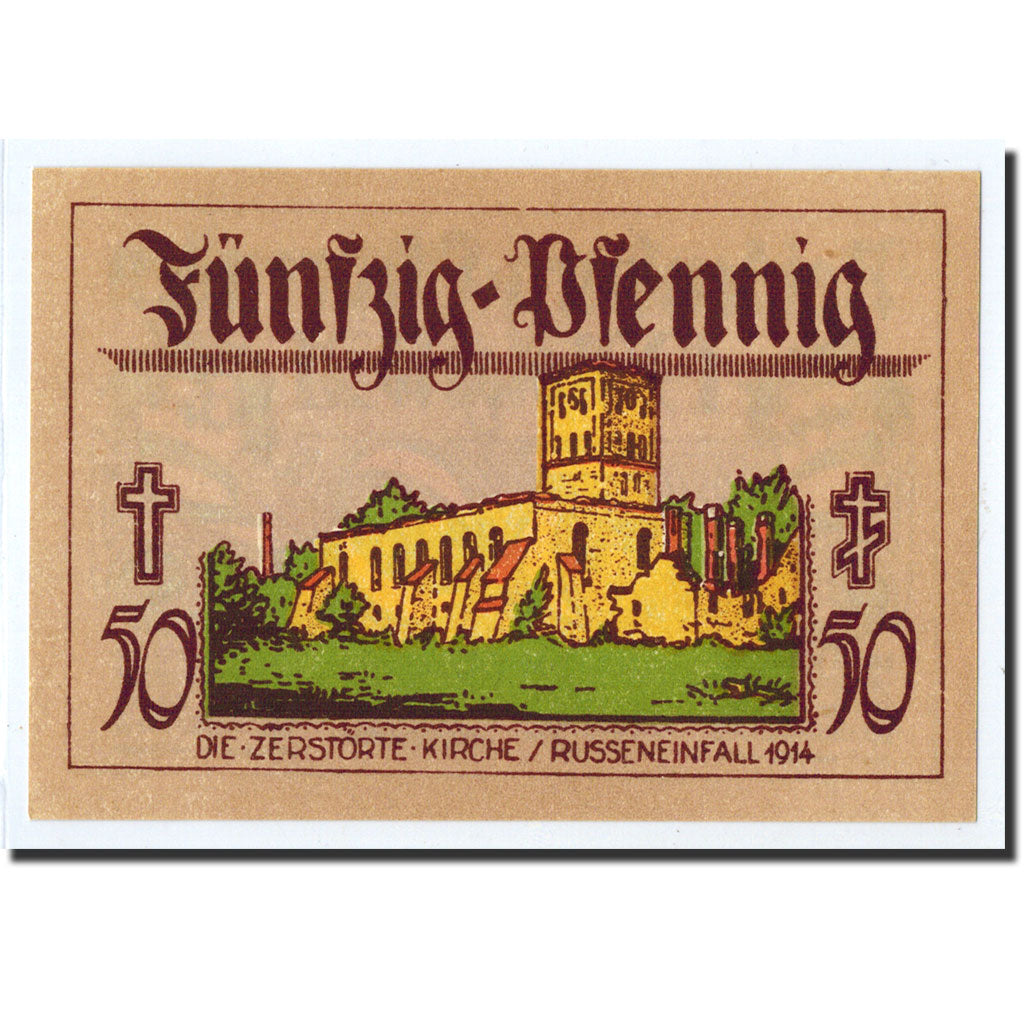 Banknote, Germany, Neindenburg, 50 Pfennig, château, 1921, Undated, UNC(63)