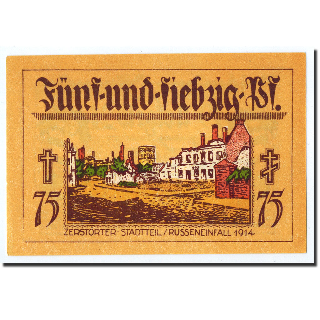 Banknote, Germany, Neindenburg, 75 Pfennig, château, 1921, Undated, UNC(63)