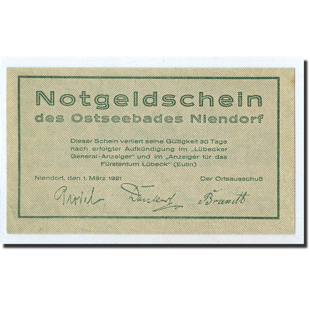 Banknote, Germany, Niendorf, 75 Pfennig, paysage, 1921, 1921-03-01, UNC(63)