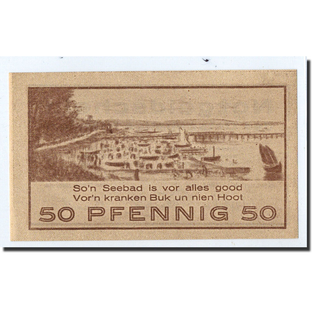 Banknote, Germany, Niendorf, 50 Pfennig, bateau, 1921, 1921-03-01, UNC(63)