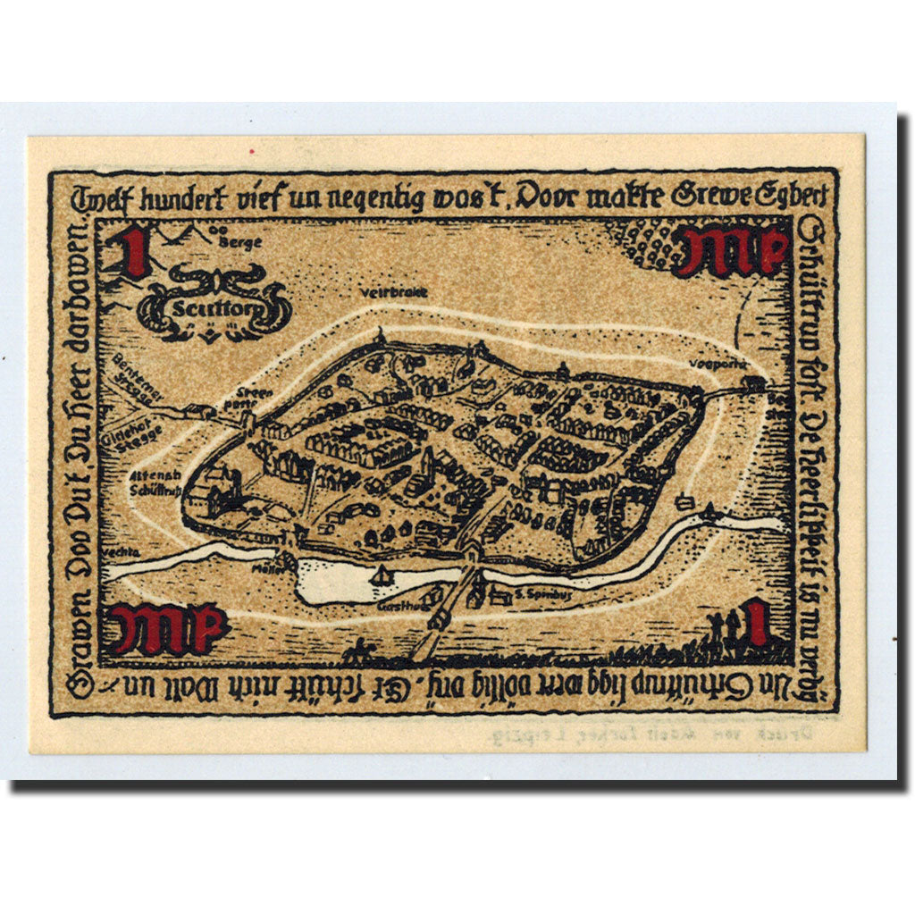 Banknote, Germany, Schuttorf, 1 Mark, château, 1921, 1921-11-01, UNC(63)