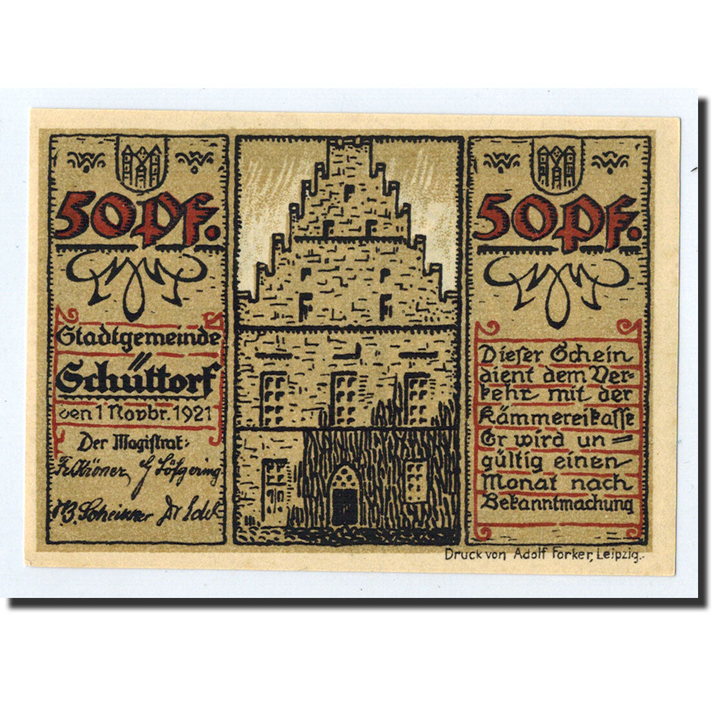 Banknote, Germany, Schuttorf, 50 Pfennig, château, 1921, 1921-11-01, UNC(63)