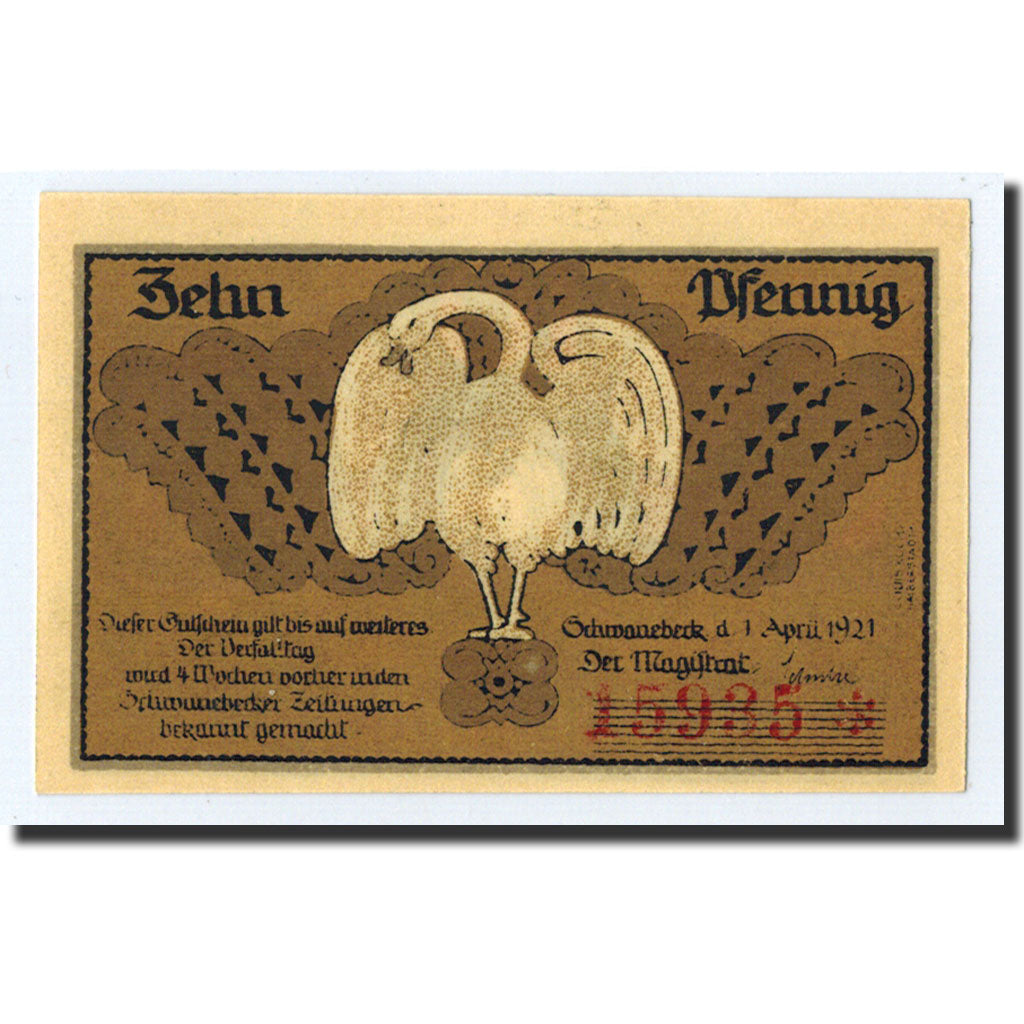 Banknote, Germany, Schwanebeck, 10 Pfennig, Ecusson, 1921, 1921-04-01, UNC(63)