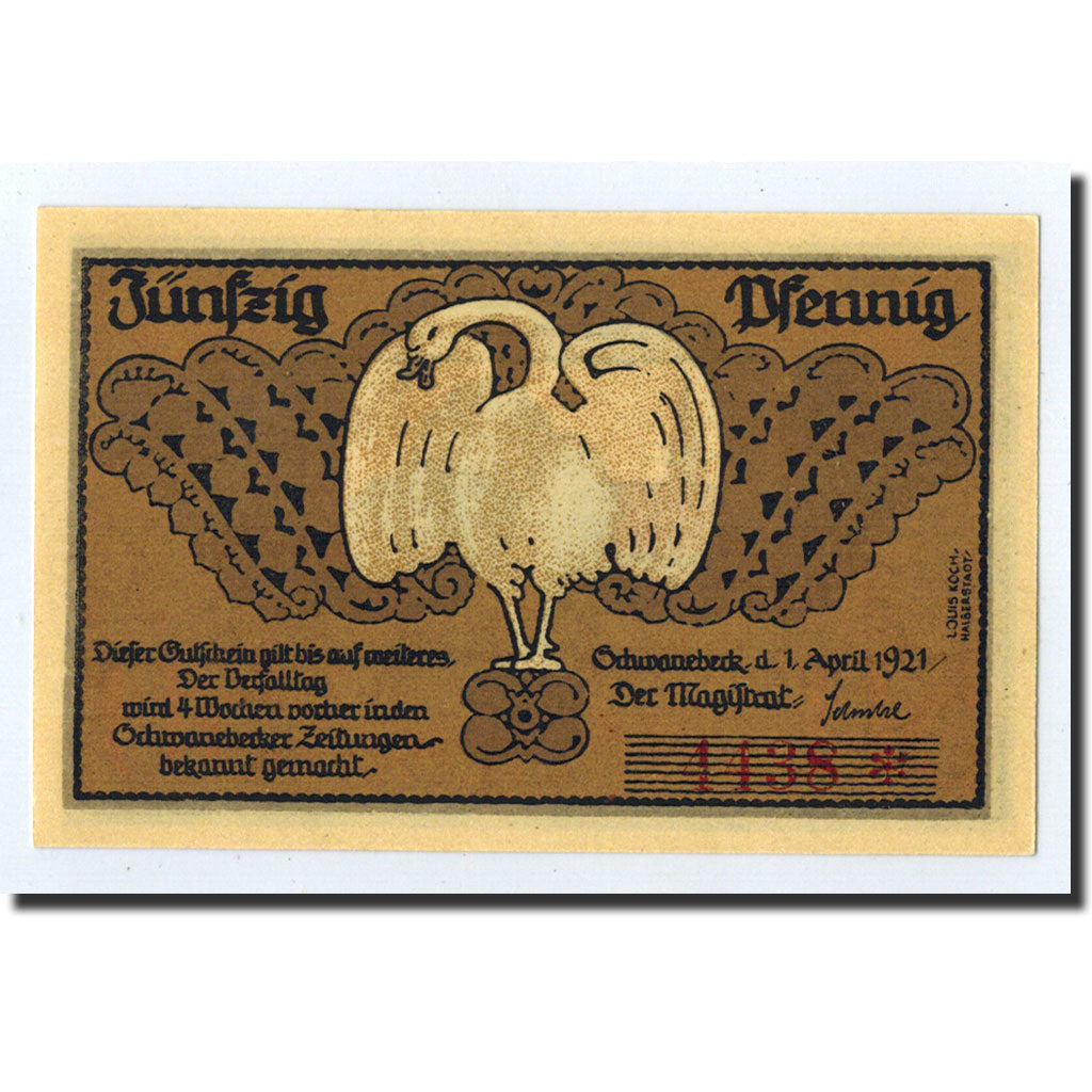 Banknote, Germany, Schwanebeck, 50 Pfennig, Ecusson, 1921, 1921-04-01, UNC(63)