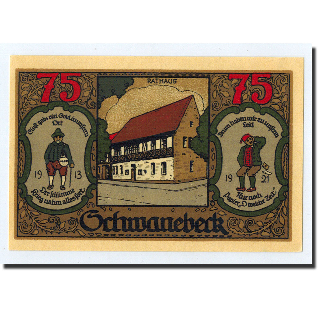 Banknote, Germany, Schwanebeck, 75 Pfennig, Ecusson, 1921, 1921-04-01, UNC(63)