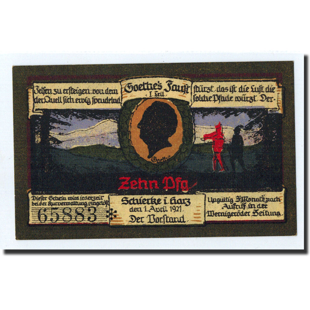 Banknote, Germany, Schierke im Harz, 10 Pfennig, paysage, 1921, 1921-04-01