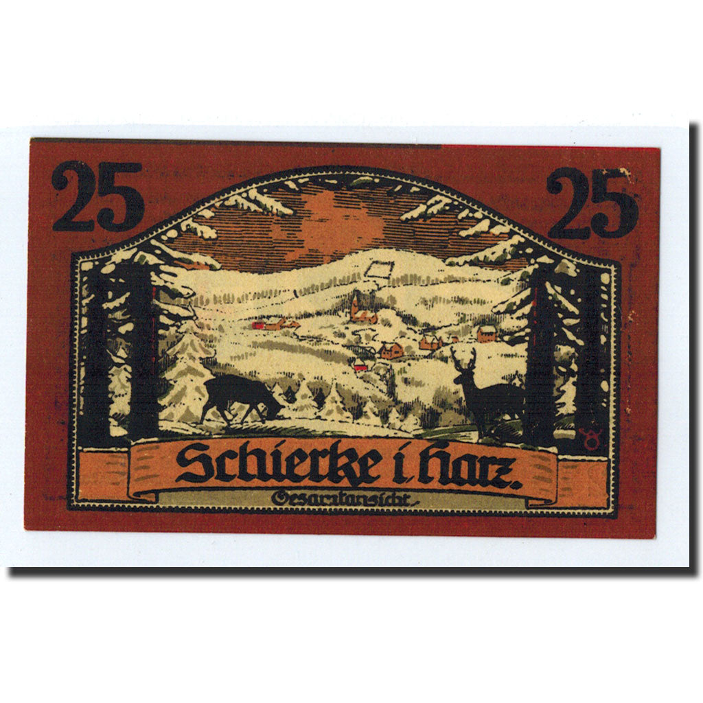 Banknote, Germany, Schierke im Harz, 25 Pfennig, paysage, 1921, 1921-04-01