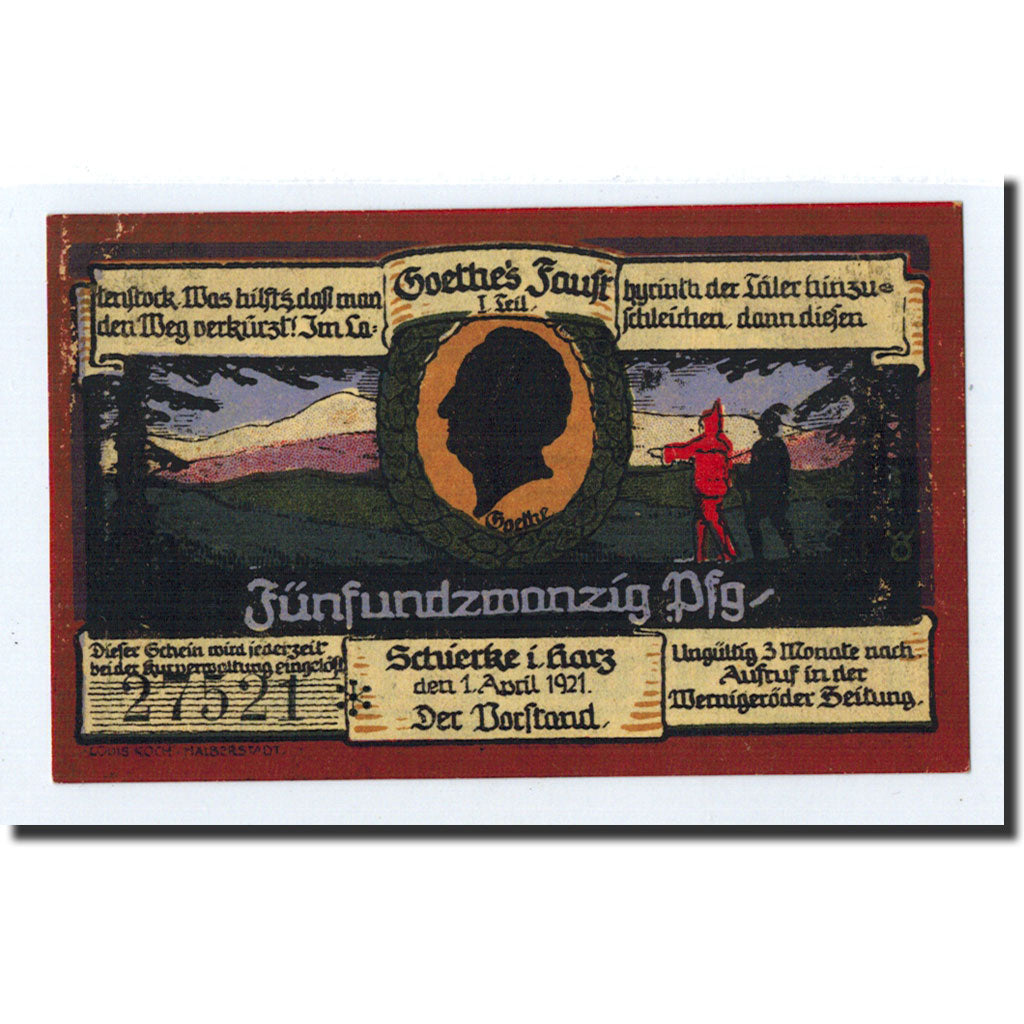 Banknote, Germany, Schierke im Harz, 25 Pfennig, paysage, 1921, 1921-04-01
