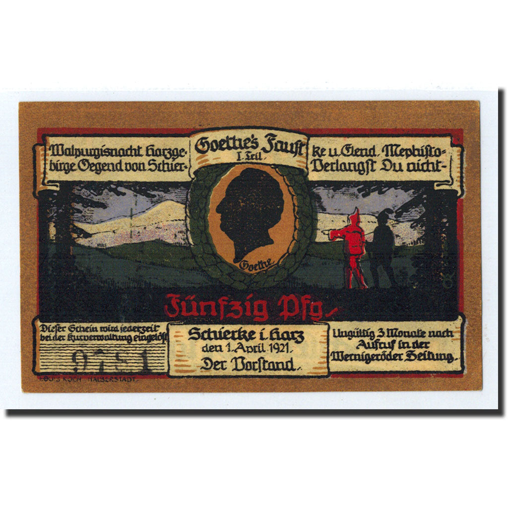 Banknote, Germany, Schierke im Harz, 50 Pfennig, paysage, 1921, 1921-04-01