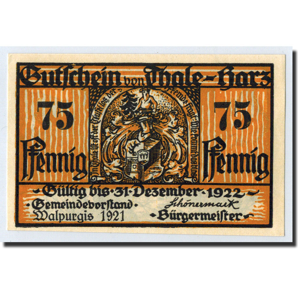 Banknote, Germany, Thale a.Harz Stadt, 75 Pfennig, paysage, 1922, 1922-12-31