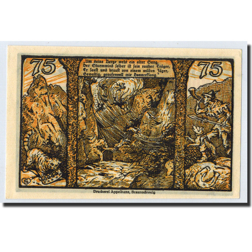 Banknote, Germany, Thale a.Harz Stadt, 75 Pfennig, paysage, 1922, 1922-12-31