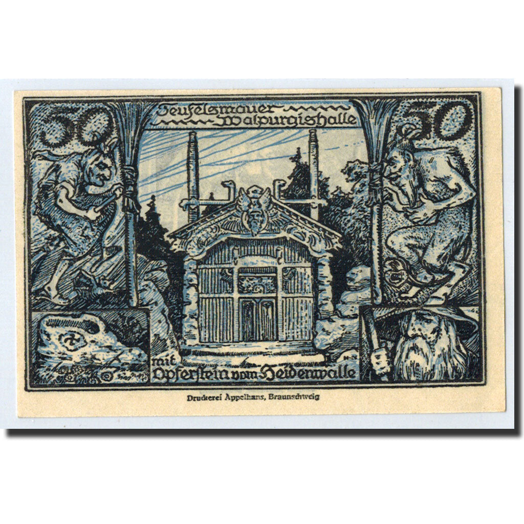 Banknote, Germany, Thale a.Harz Stadt, 50 Pfennig, Monument, 1922, 1922-12-31