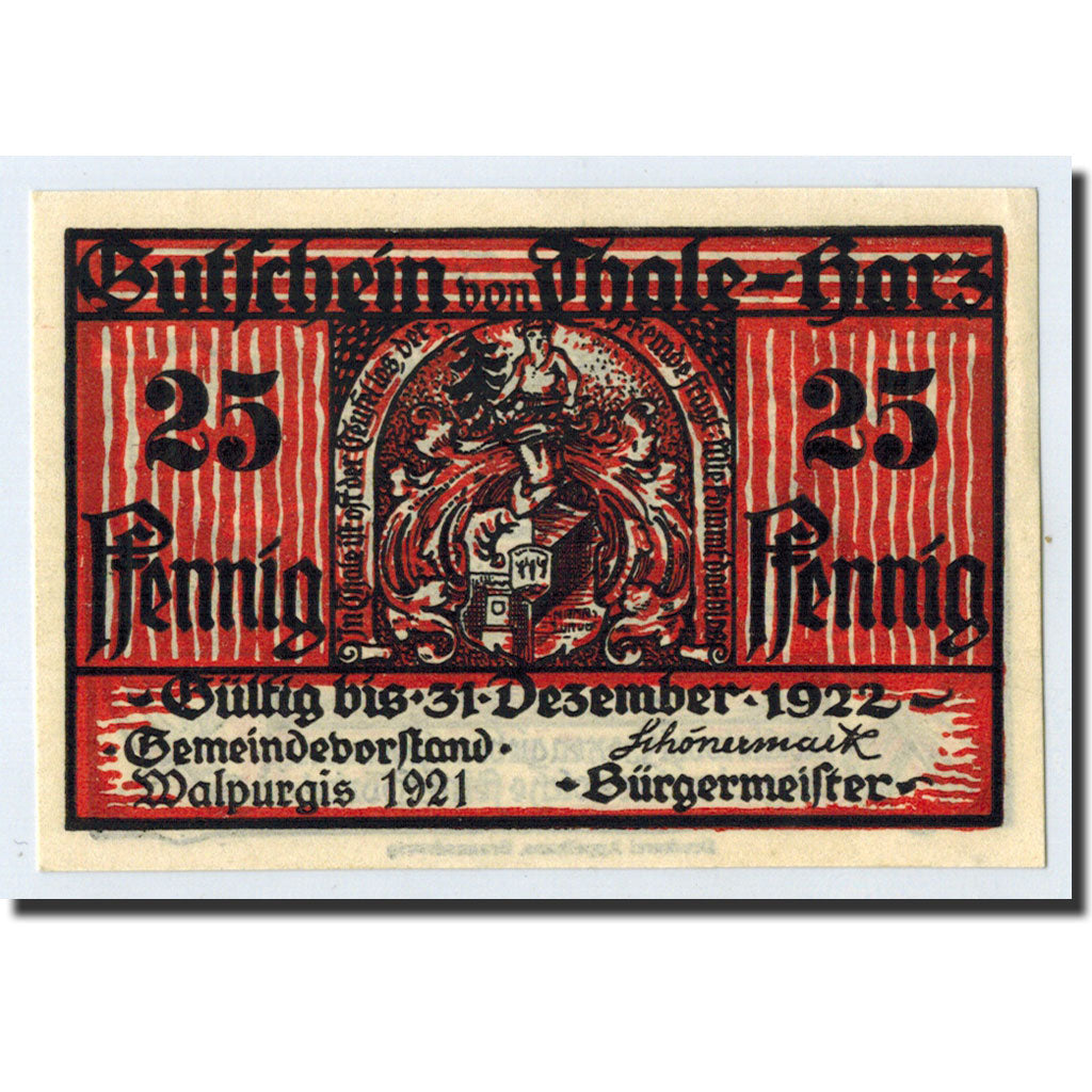 Banknote, Germany, Thale a.Harz Stadt, 25 Pfennig, personnage, 1922, 1922-12-31