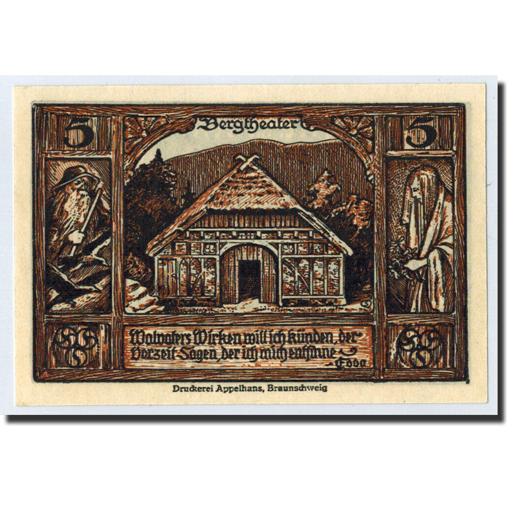 Banknote, Germany, Thale a.Harz Stadt, 5 Pfennig, Maison, 1922, 1922-12-31