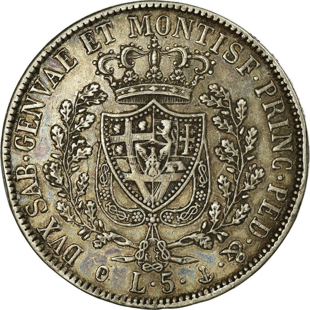 Coin, ITALIAN STATES, SARDINIA, Carlo Felice, 5 Lire, 1829, Genoa, AU(50-53)