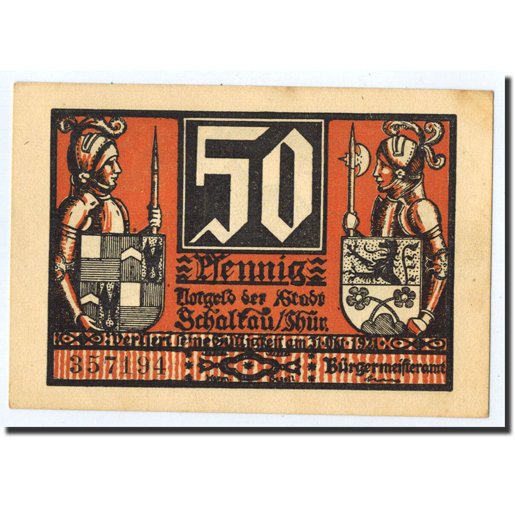 Banknote, Germany, Schalkau, 50 Pfennig, chevalier, O.D, Undated, UNC(63)